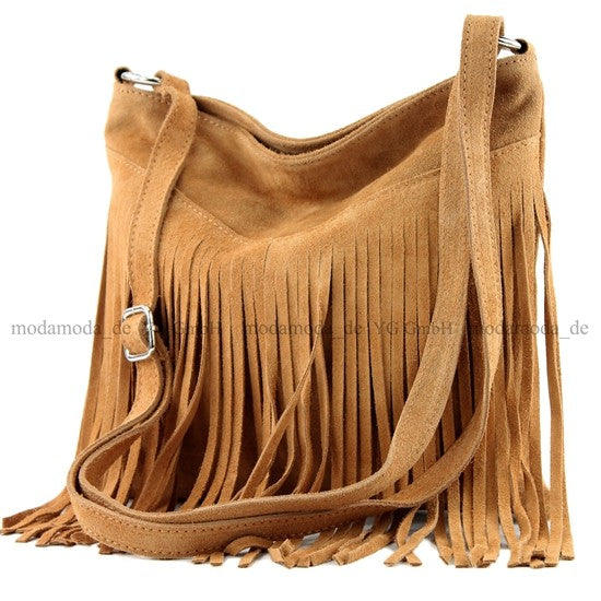 modamoda de -  T145 - ital Schultertasche Fransen Wildleder