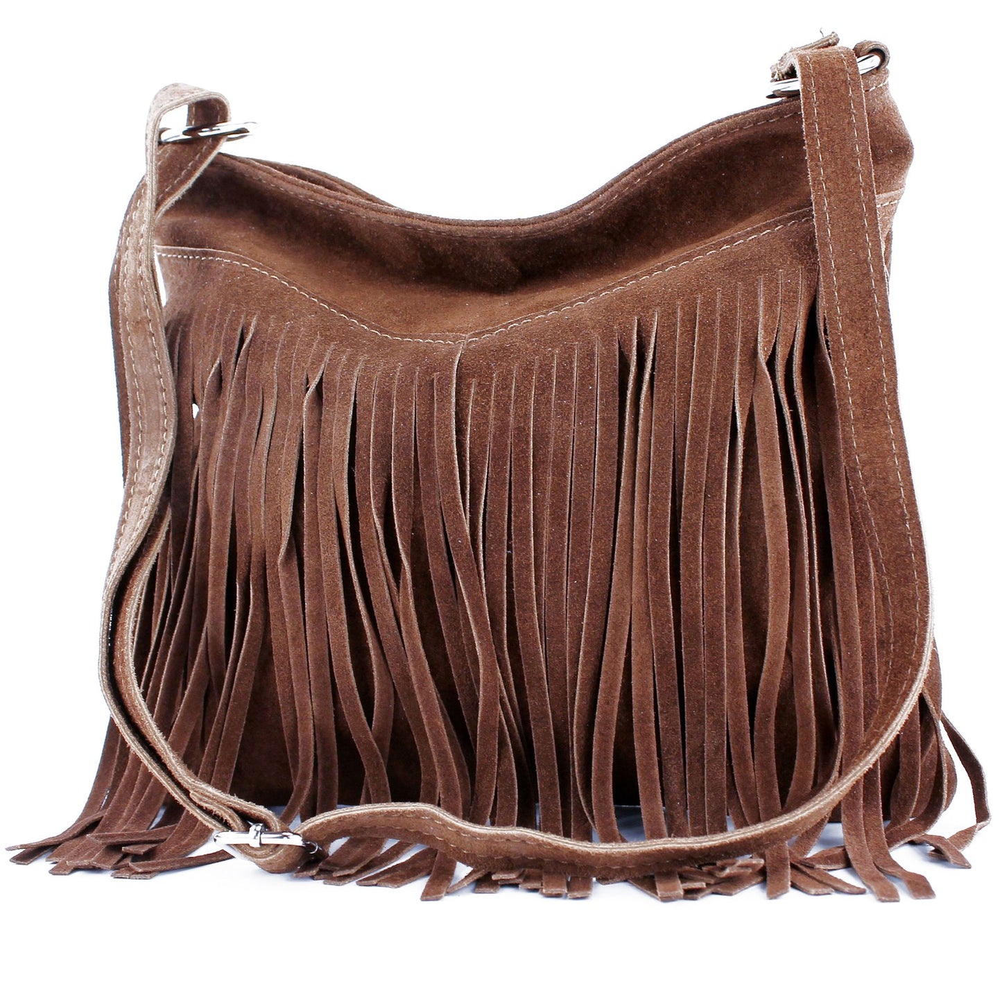 modamoda de -  T145 - ital Schultertasche Fransen Wildleder