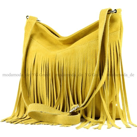 modamoda de -  T145 - ital Schultertasche Fransen Wildleder