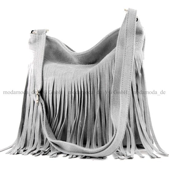 modamoda de -  T145 - ital Schultertasche Fransen Wildleder