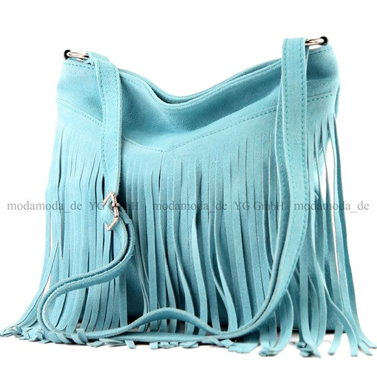 modamoda de -  T145 - ital Schultertasche Fransen Wildleder