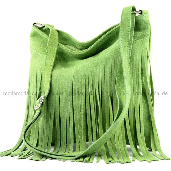 modamoda de -  T145 - ital Schultertasche Fransen Wildleder