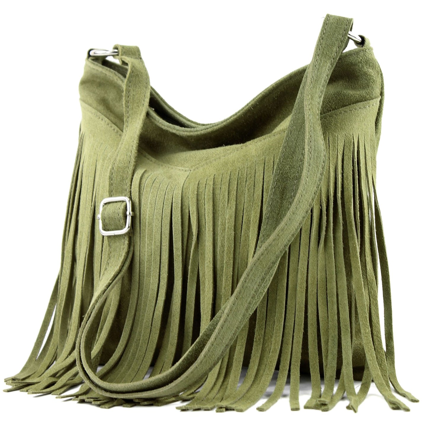 modamoda de -  T145 - ital Schultertasche Fransen Wildleder