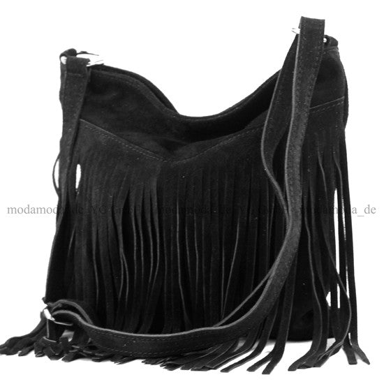 modamoda de -  T145 - ital Schultertasche Fransen Wildleder