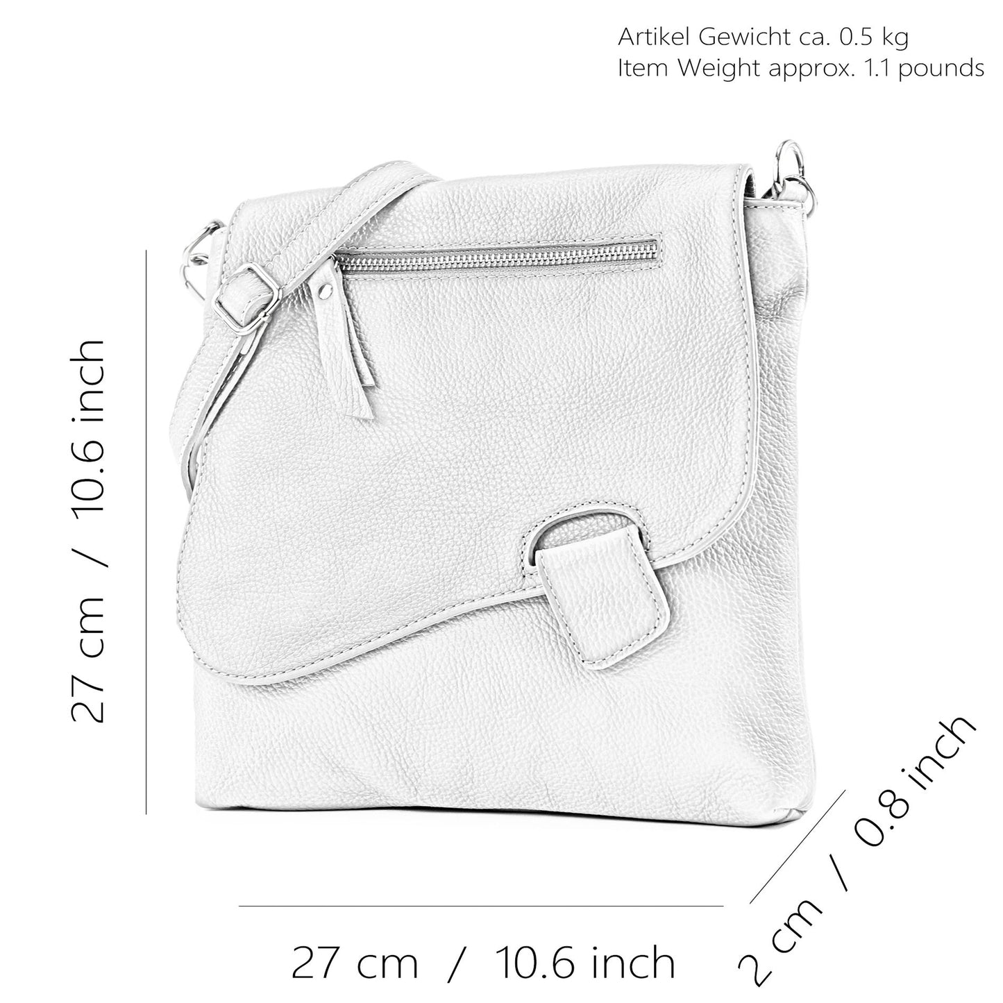 modamoda de - T146 - ital. Umhängetasche Schultertasche aus Leder