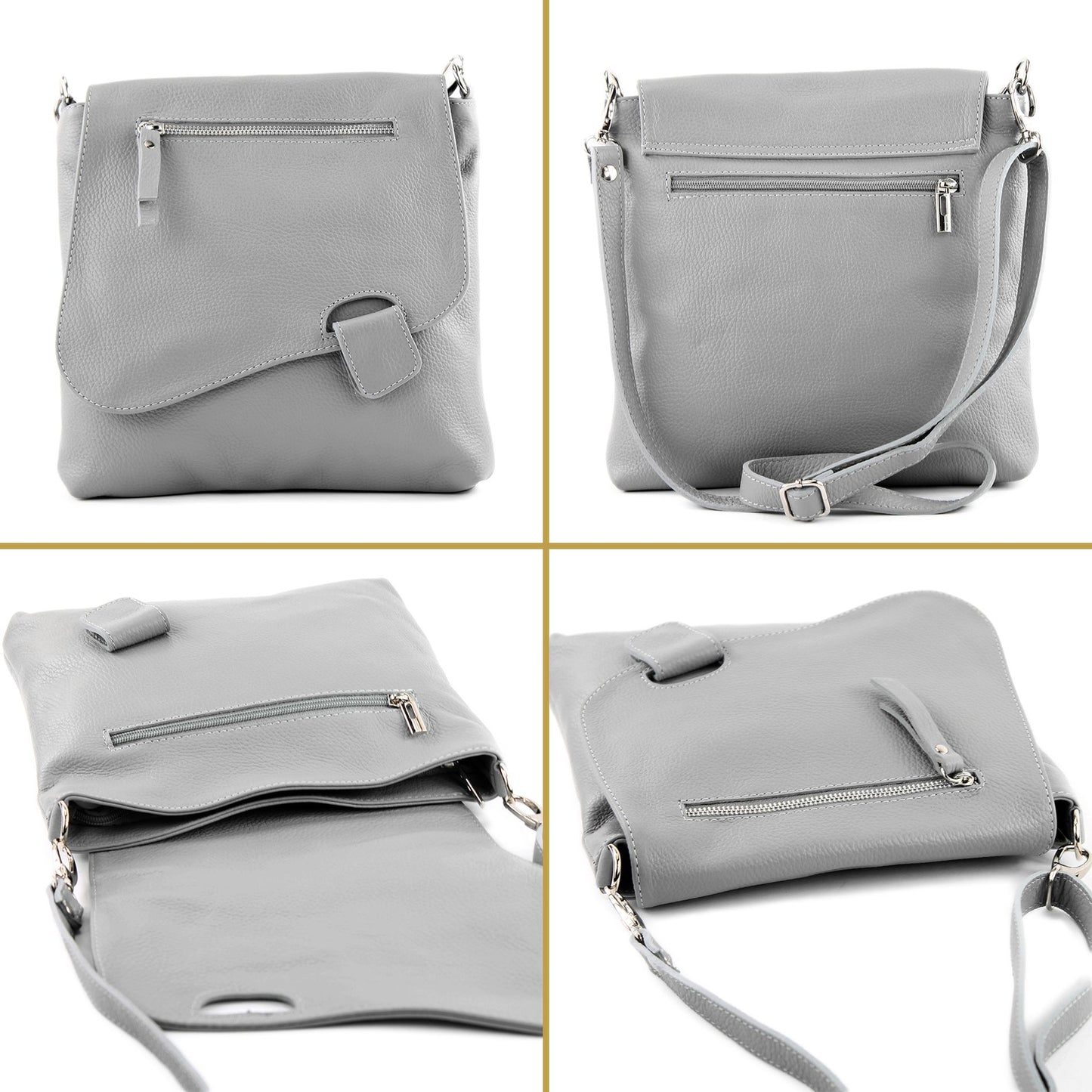 modamoda de - T146 - ital. Umhängetasche Schultertasche aus Leder