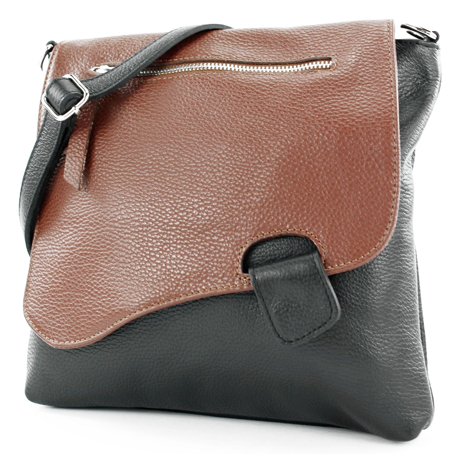 modamoda de - T146 - ital. Umhängetasche Schultertasche aus Leder