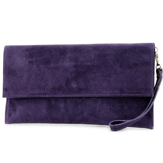 modamoda de - T151/M151 - ital. Clutch Wildleder / Leder Metallic