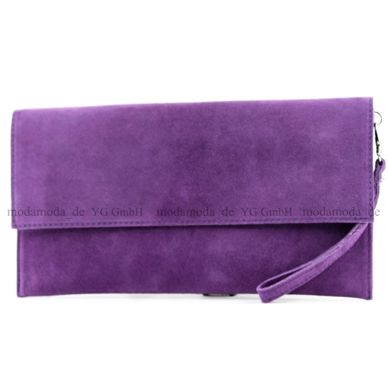 modamoda de - T151/M151 - ital. Clutch Wildleder / Leder Metallic