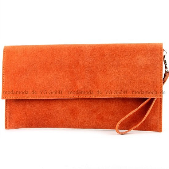 modamoda de - T151/M151 - ital. Clutch Wildleder / Leder Metallic