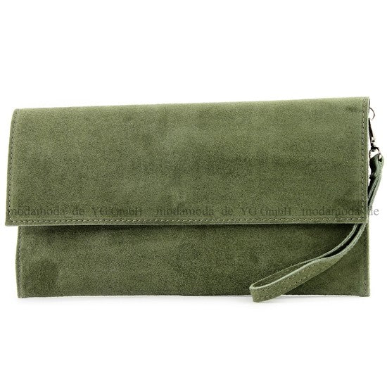 modamoda de - T151/M151 - ital. Clutch Wildleder / Leder Metallic