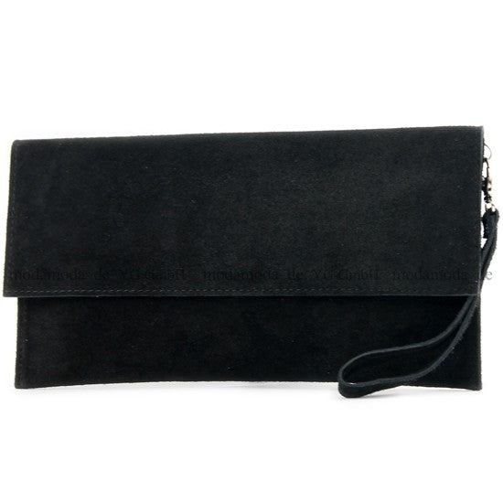 modamoda de - T151/M151 - ital. Clutch Wildleder / Leder Metallic