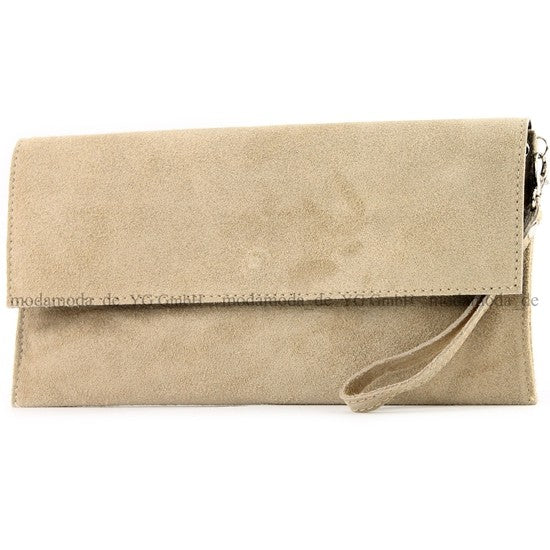modamoda de - T151/M151 - ital. Clutch Wildleder / Leder Metallic