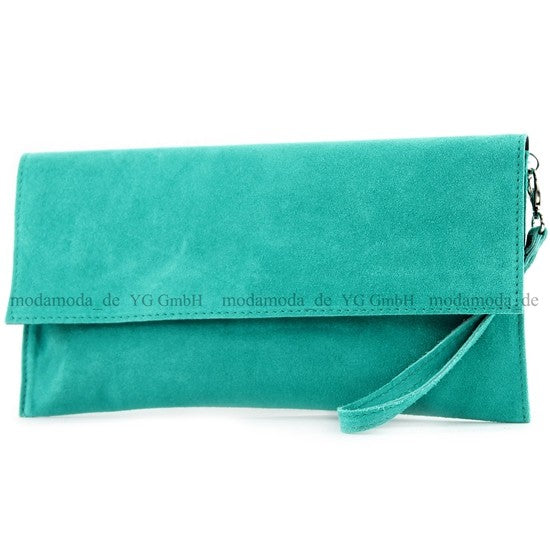 modamoda de - T151/M151 - ital. Clutch Wildleder / Leder Metallic