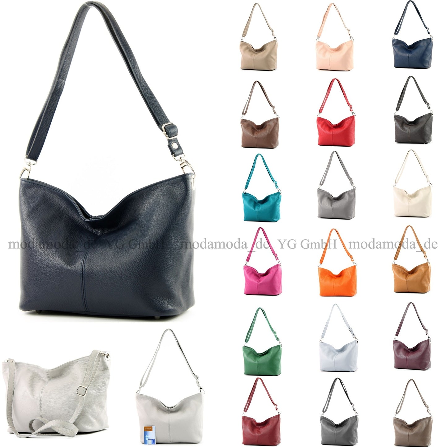 modamoda de - T157 - ital Umhängetasche Schultertasche Leder