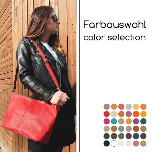 modamoda de - T157 - ital Umhängetasche Schultertasche Leder