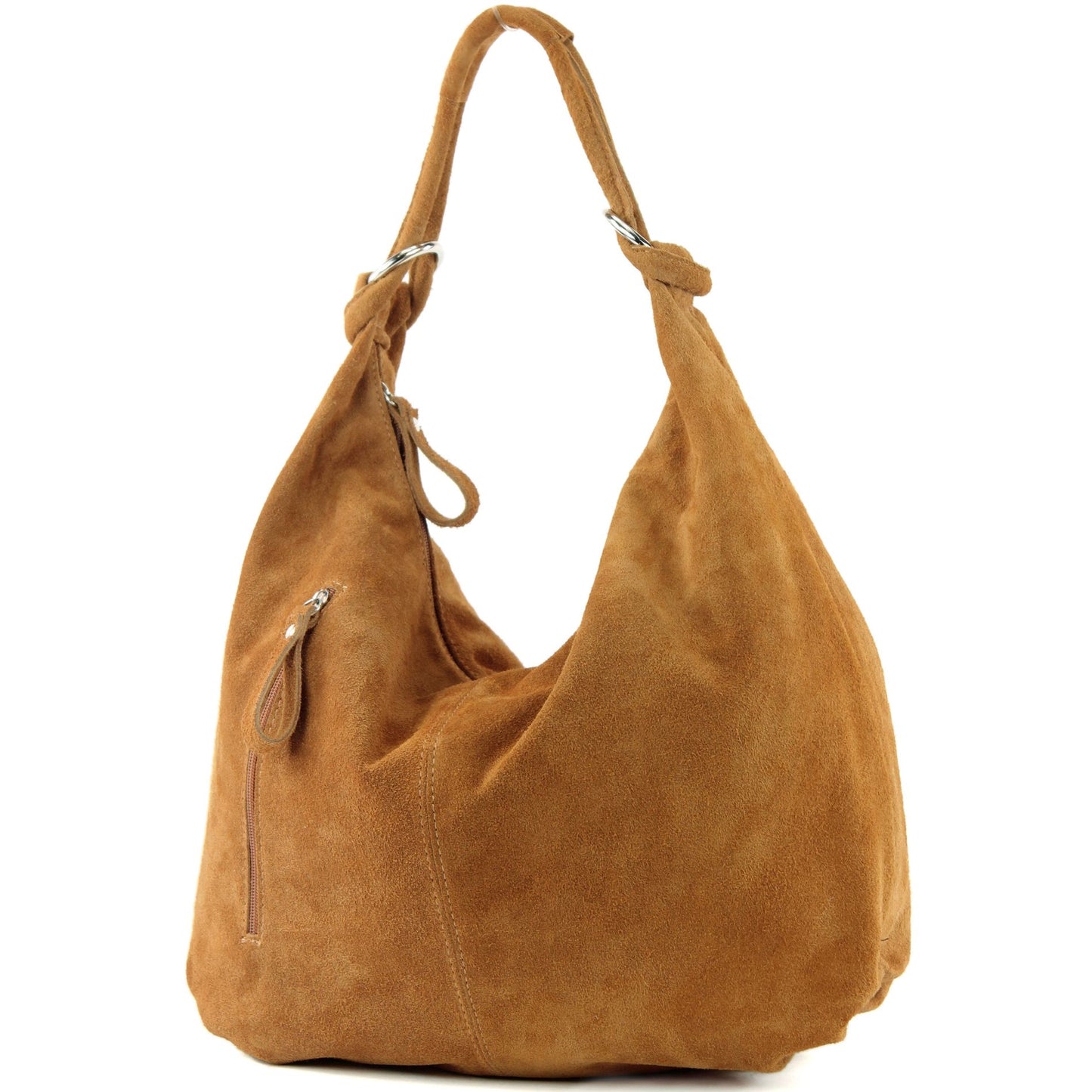 modamoda de - T158 - ital Schultertasche aus Wildleder Leder