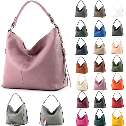 modamoda de T160 Damen Leder Schultertasche Henkeltasche Large handmade in Italy