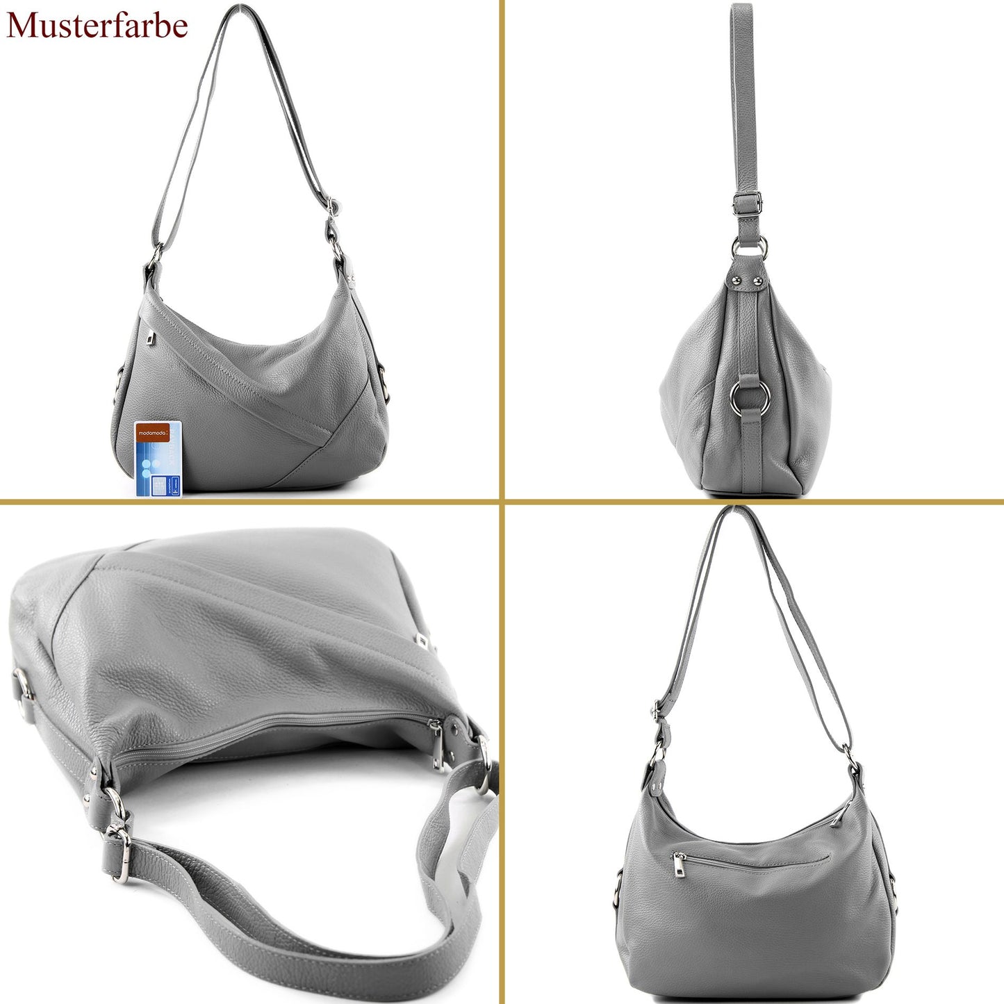 modamoda de -T164 - ital Schultertasche Umhängetasche aus Leder