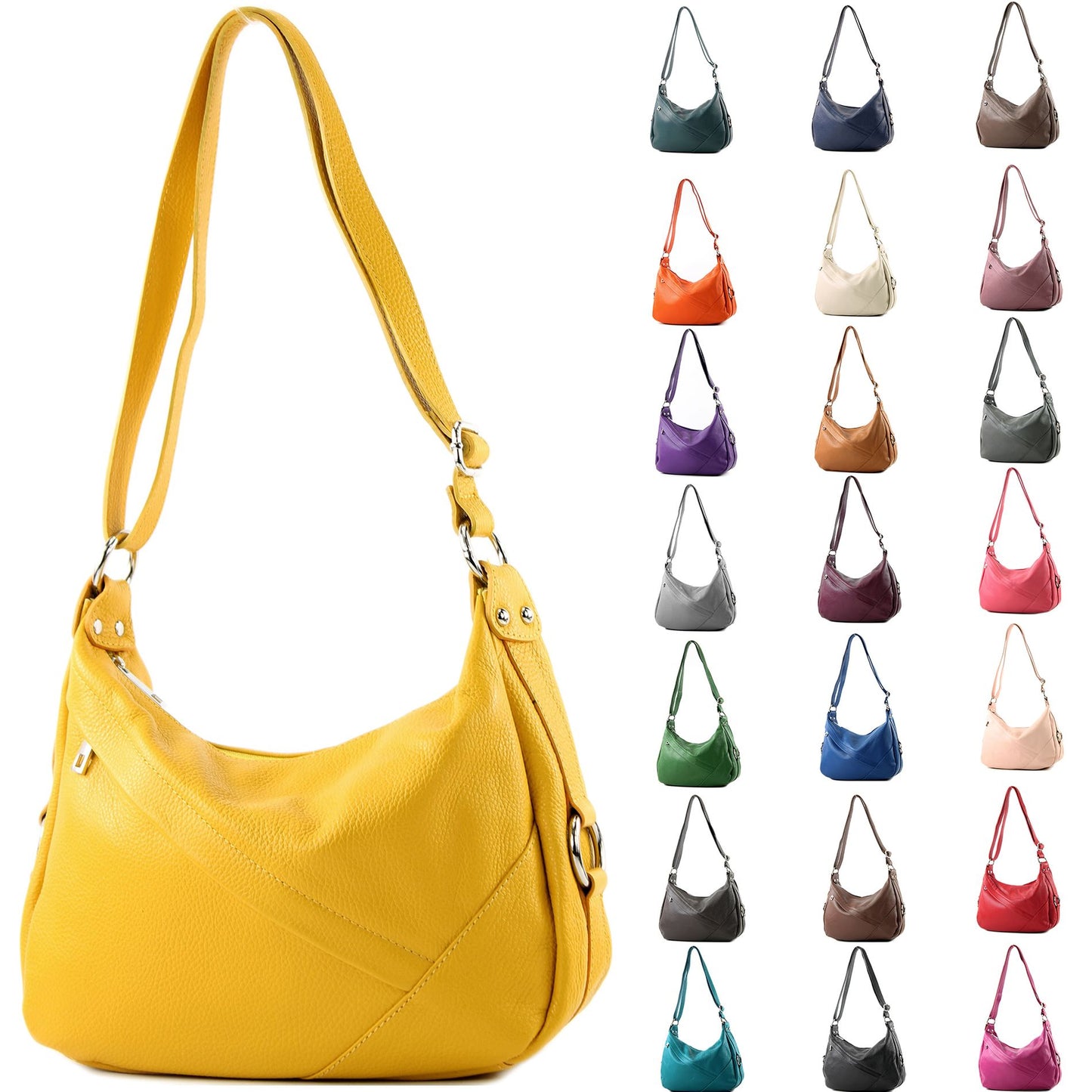 modamoda de -T164 - ital Schultertasche Umhängetasche aus Leder