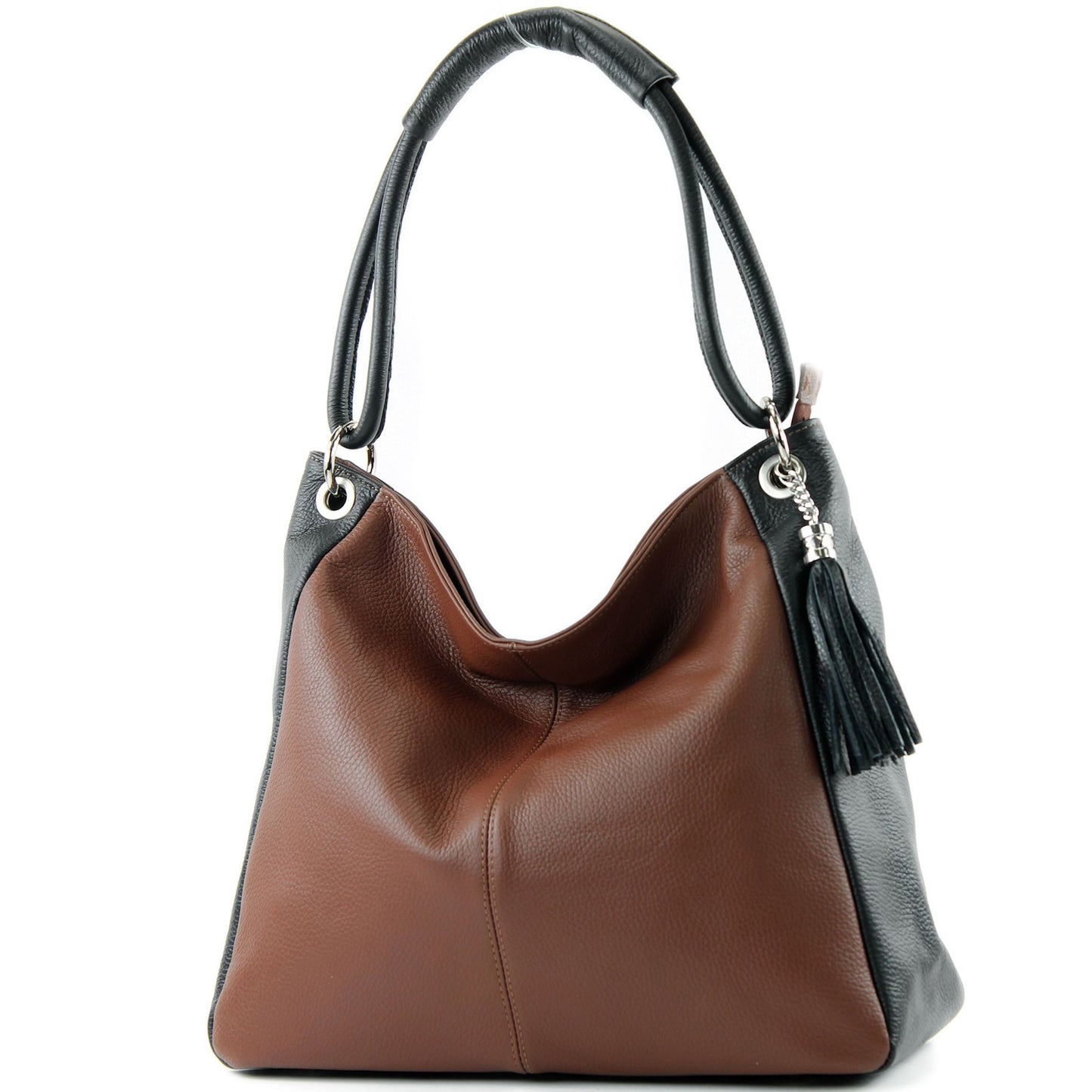 modamoda de - T165 - ital Schultertasche Groß Shopper Leder