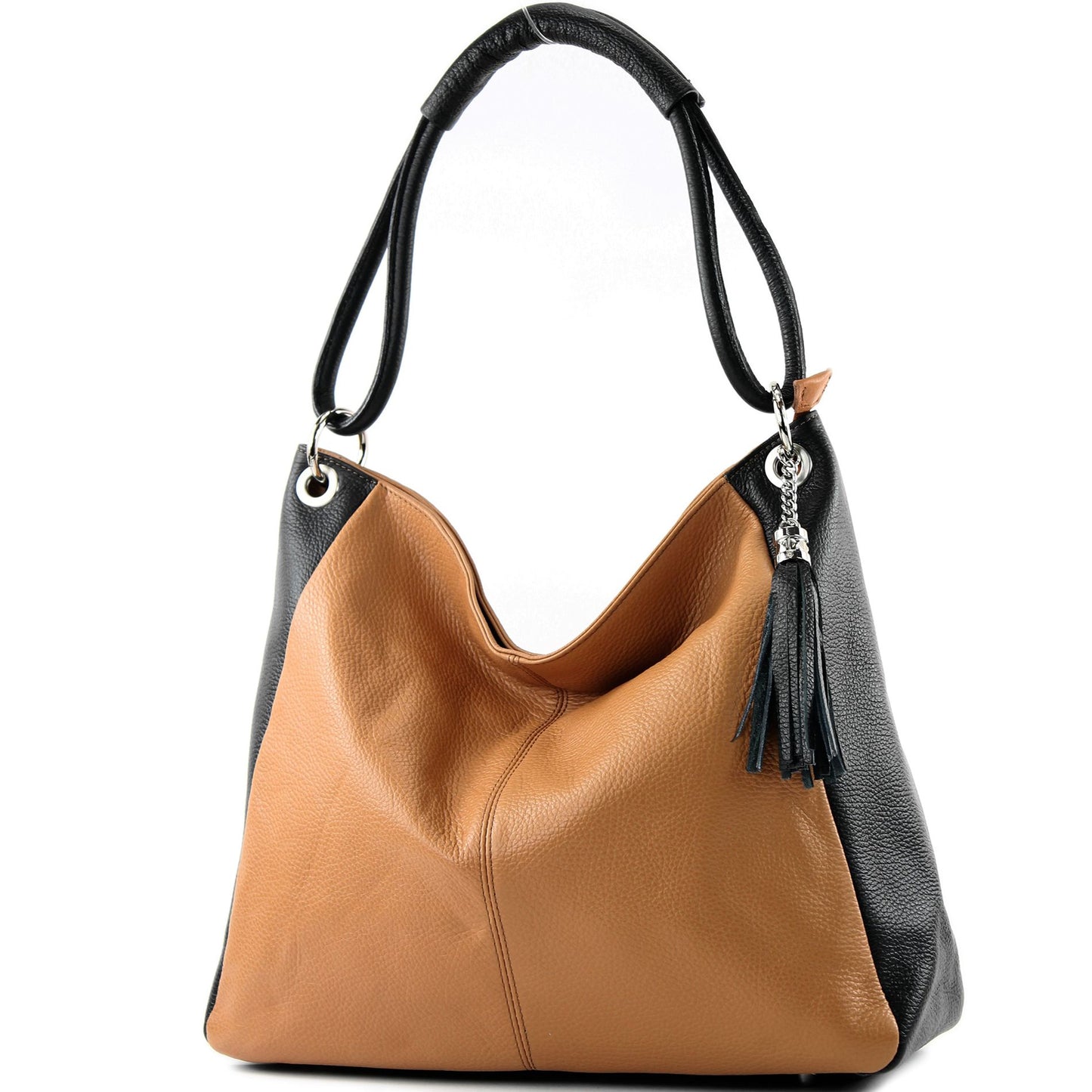 modamoda de - T165 - ital Schultertasche Groß Shopper Leder