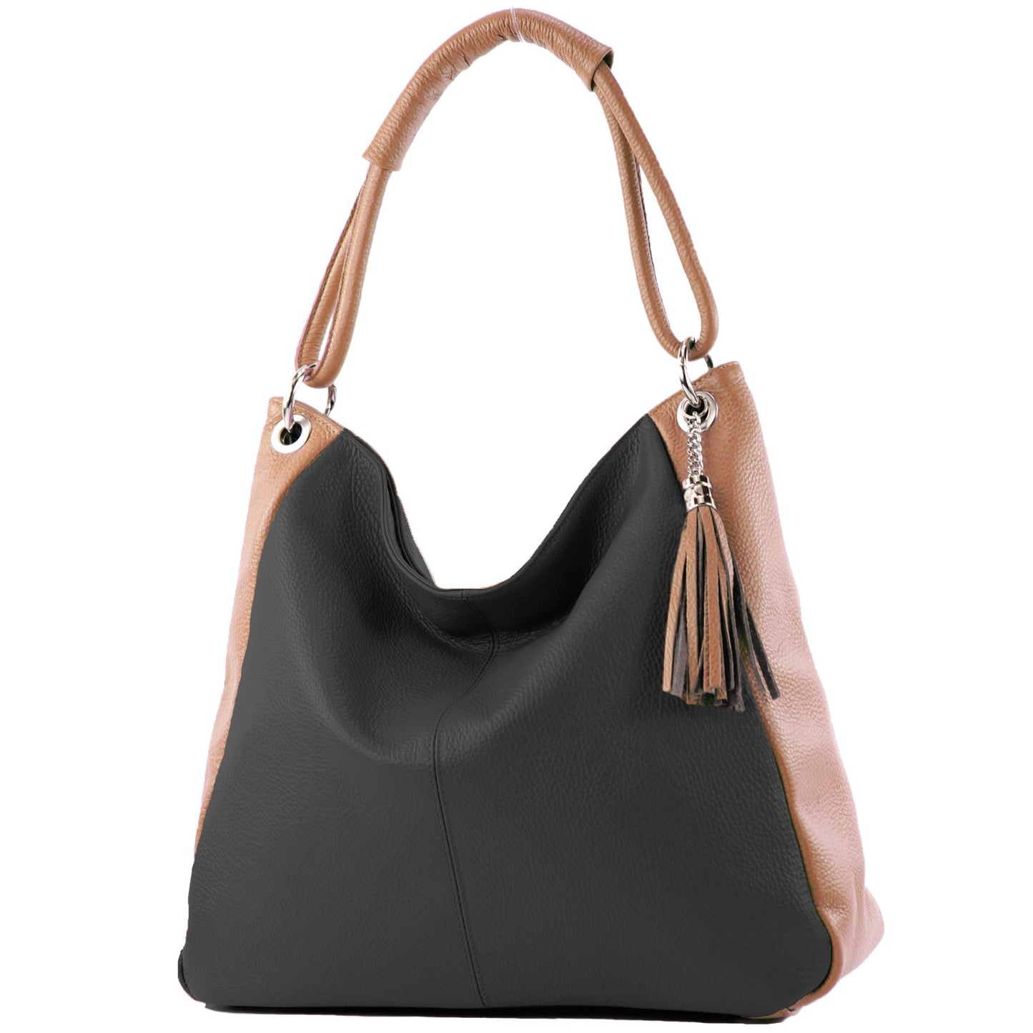 modamoda de - T165 - ital Schultertasche Groß Shopper Leder