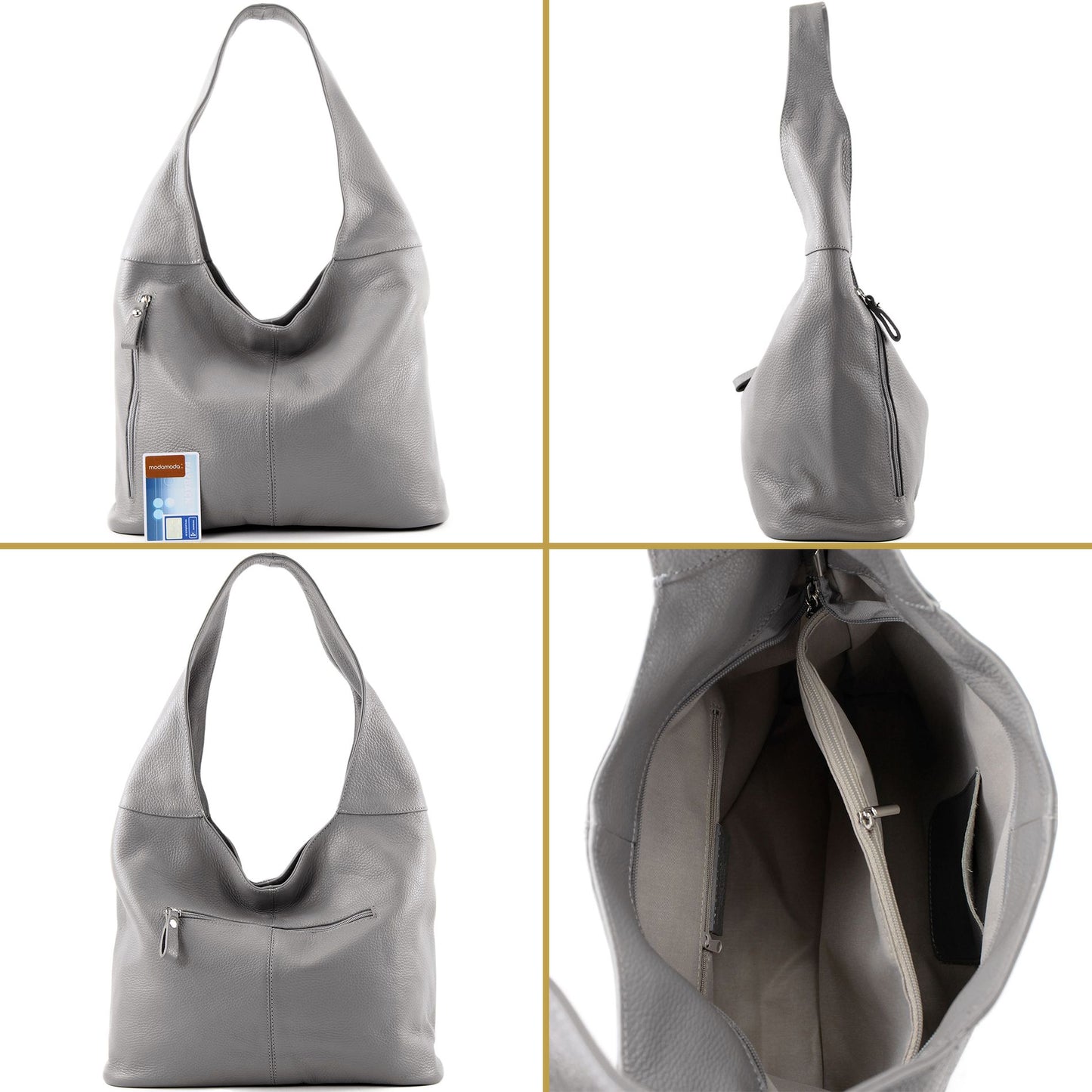 modamoda de - T155 - ital. Schultertasche Shopper aus Leder Groß