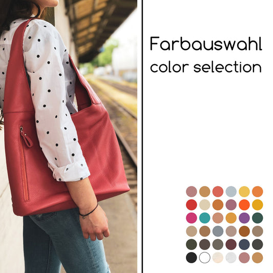 modamoda de - T155 - ital. Schultertasche Shopper aus Leder Groß