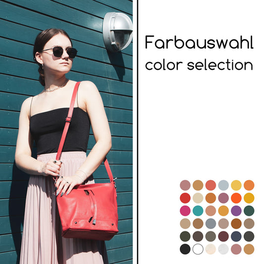 modamoda de - T169 -  ital Umhängetasche Schultertasche aus Leder