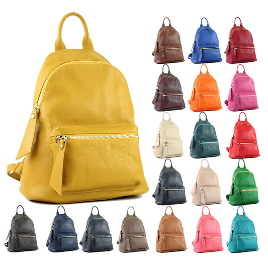 modamoda de - T171A - ital Damen Rucksacktasche aus Leder