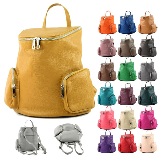 modamoda de - T175 - ital Damen Rucksack Tasche aus Leder