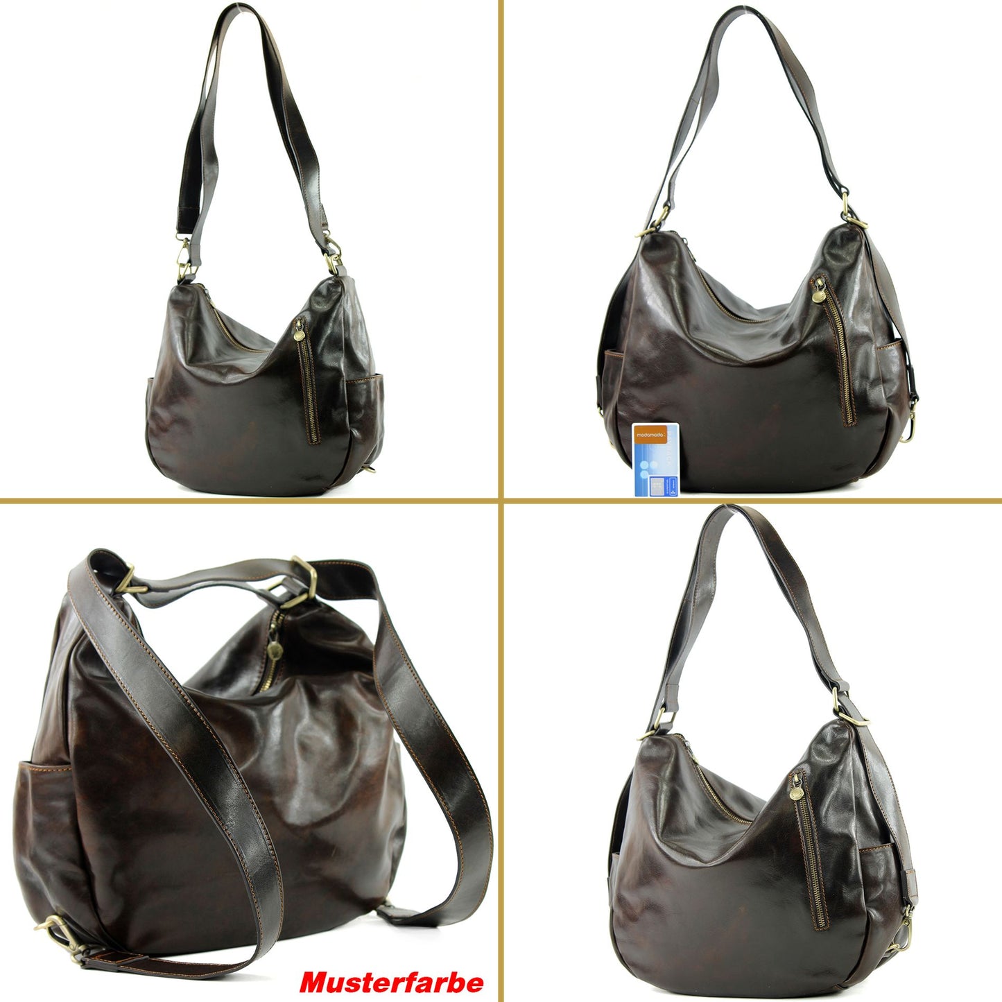 modamoda de - T176 - Rucksack Tasche aus hochwertigem Leder
