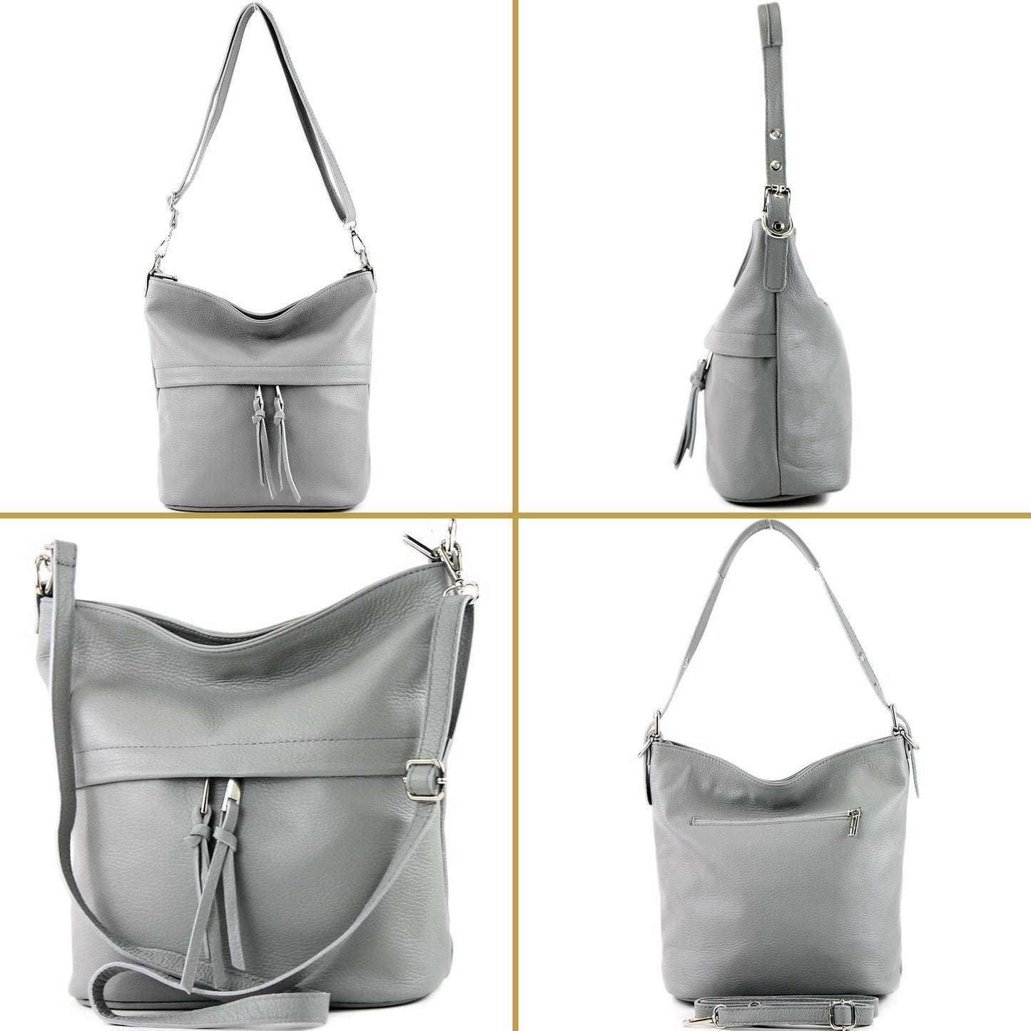 modamoda de - T178 - ital. Umhängetasche Schultertasche aus Leder