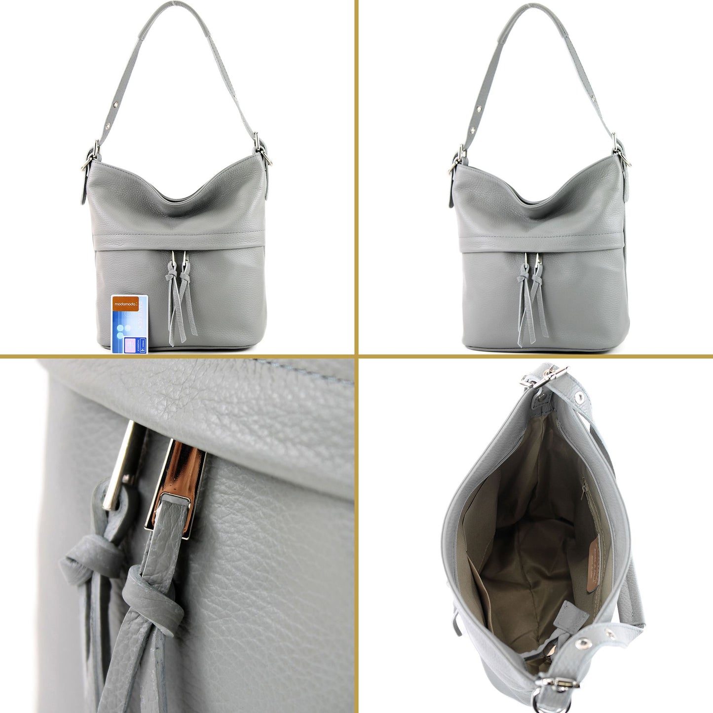 modamoda de - T178 - ital. Umhängetasche Schultertasche aus Leder