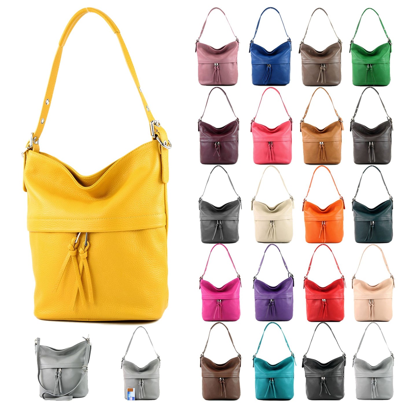 modamoda de - T178 - ital. Umhängetasche Schultertasche aus Leder
