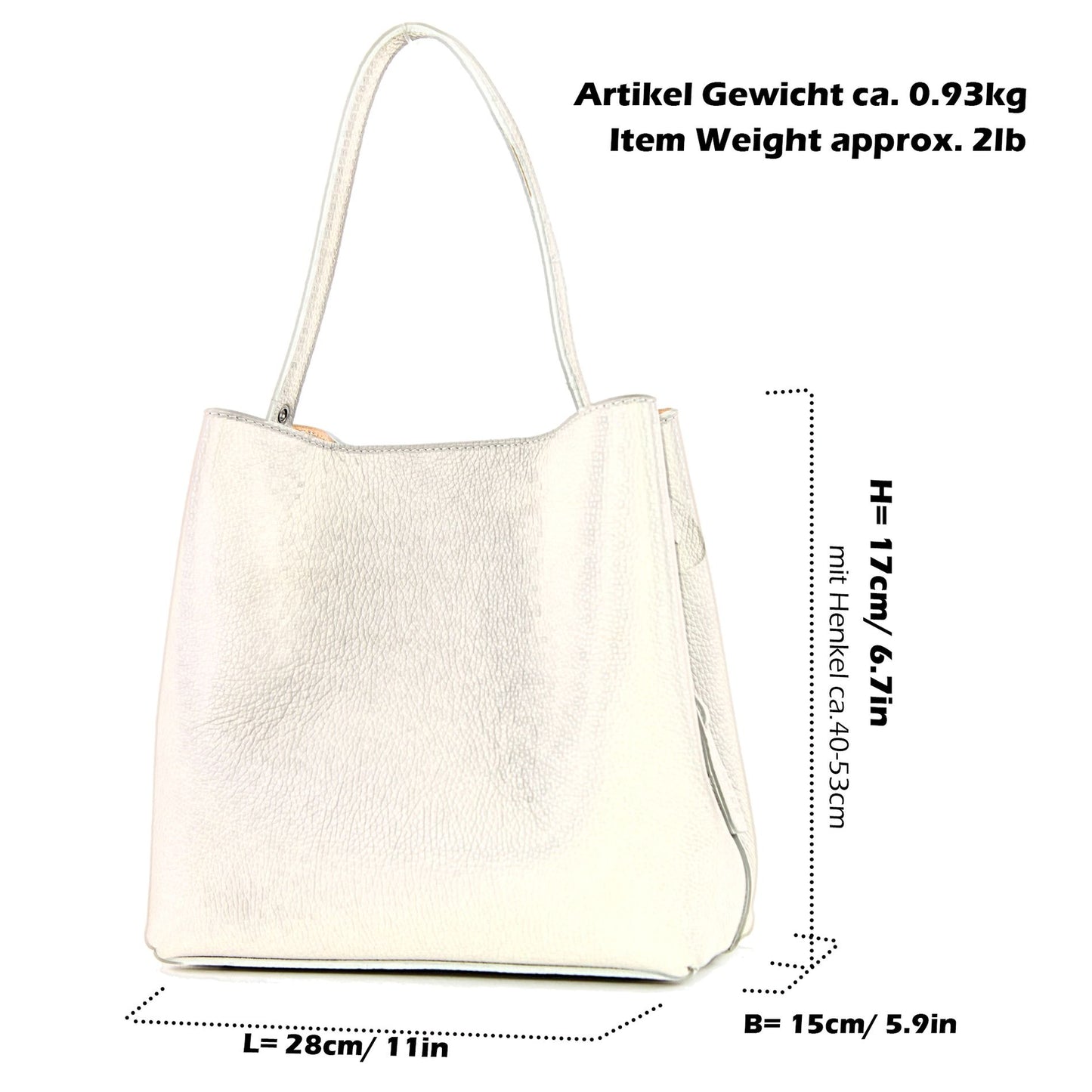 modamoda de - T188 - ital. Shopper Henkeltasche aus Leder