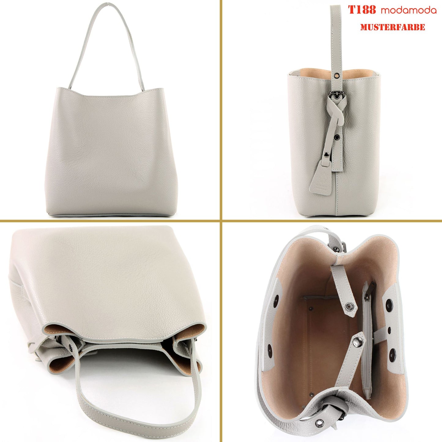 modamoda de - T188 - ital. Shopper Henkeltasche aus Leder