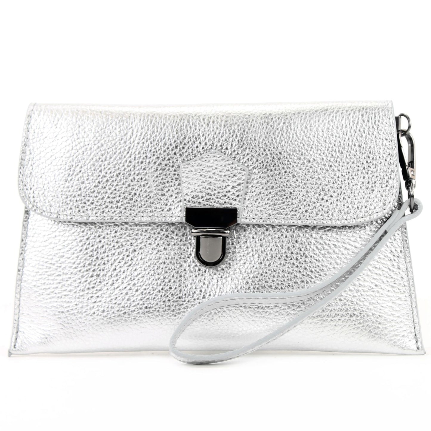modamoda de T190 Damen Leder Clutch Handgelenktasche Schultertasche mit Kette handmade in Italy