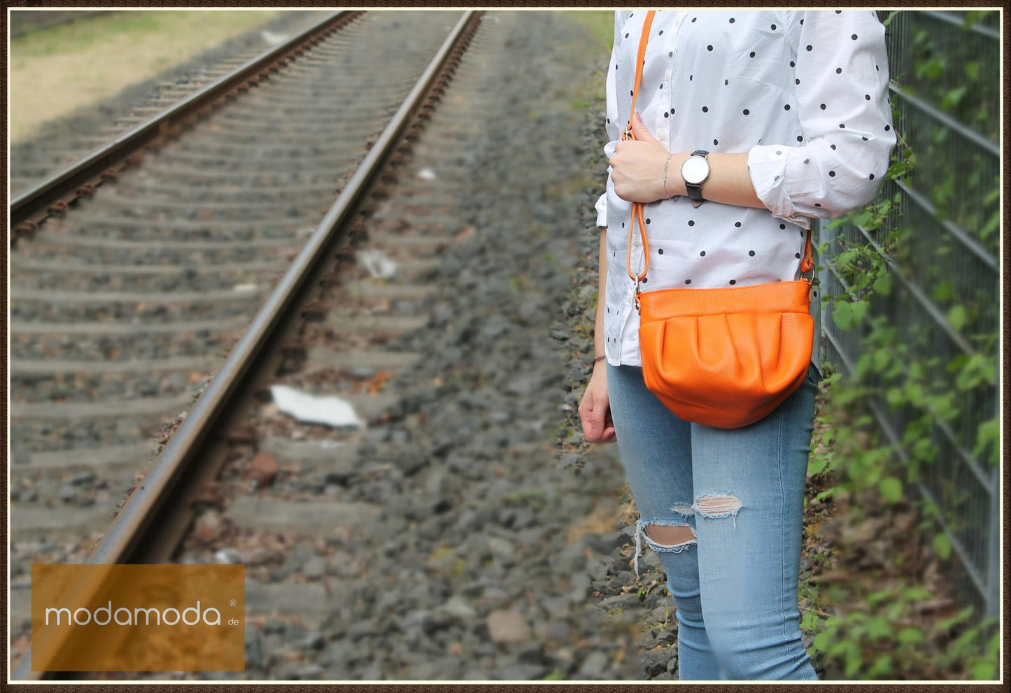 modamoda de T191 Damen Leder Umhängetasche Schultertasche Klein handmade in Italy