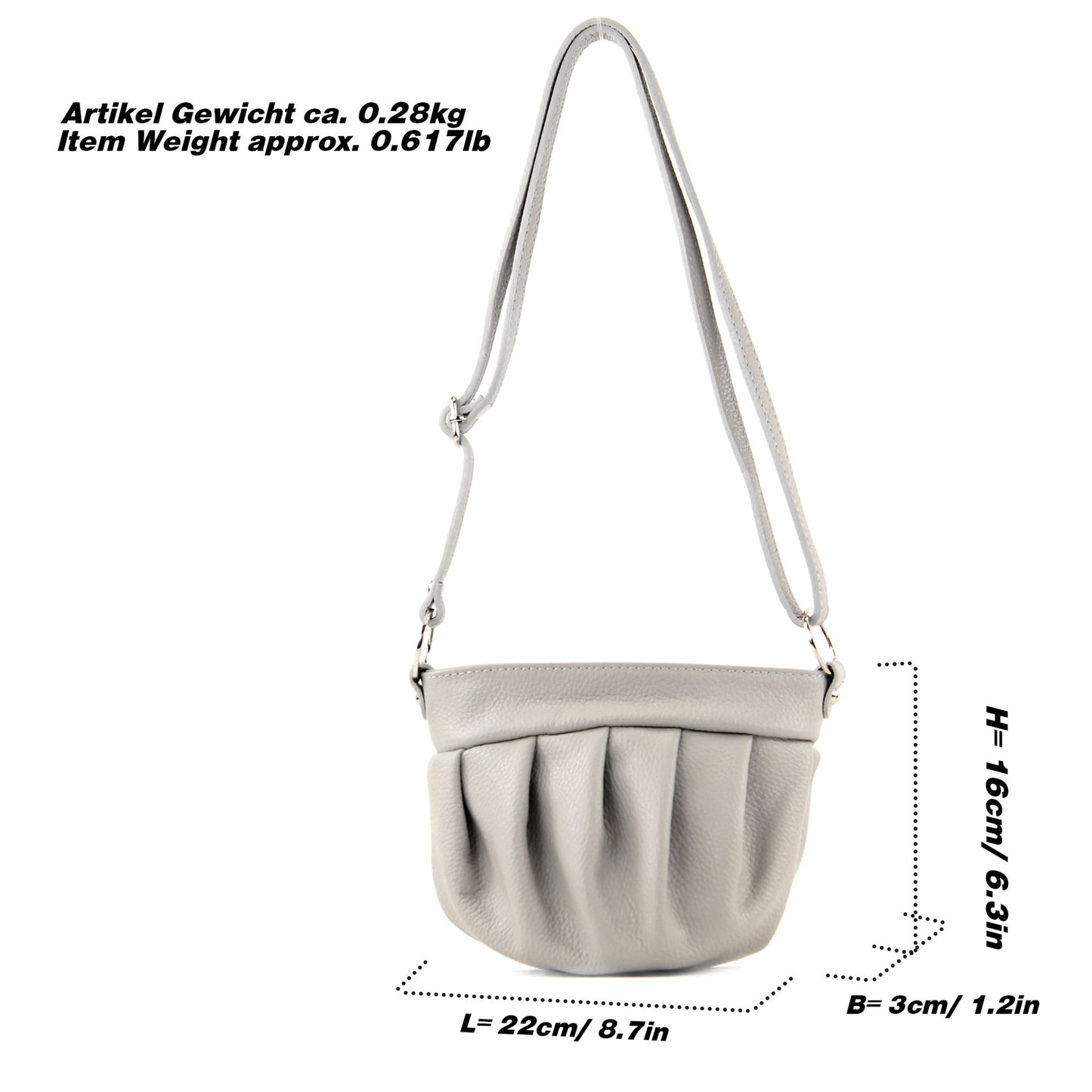 modamoda de T191 Damen Leder Umhängetasche Schultertasche Klein handmade in Italy