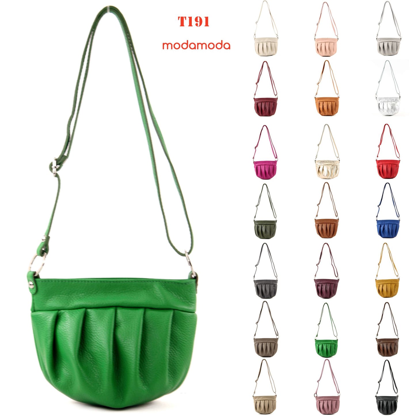 modamoda de T191 Damen Leder Umhängetasche Schultertasche Klein handmade in Italy