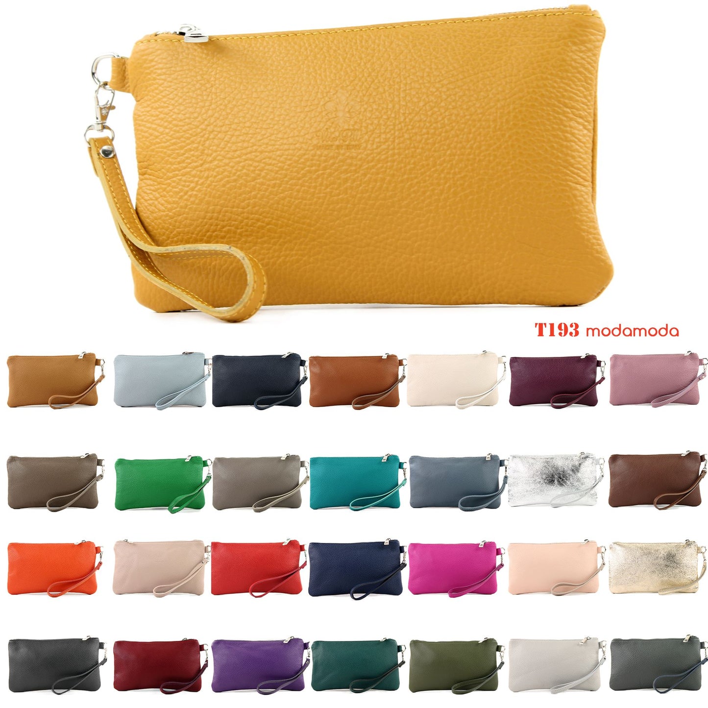 modamoda de - T193 - ital. Clutch Handgelenktasche Leder Small