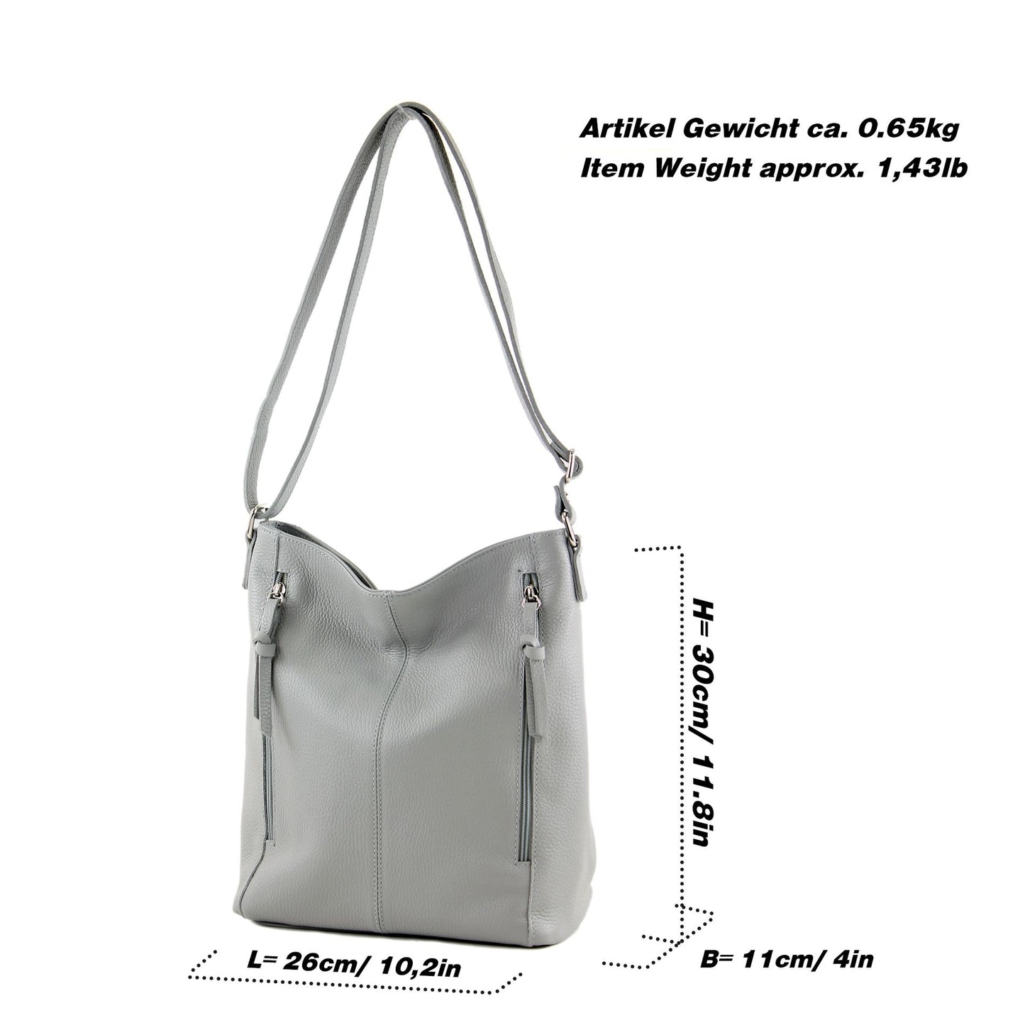 modamoda de T195 Damen Leder Schultertasche Umhängetasche handmade in Italy