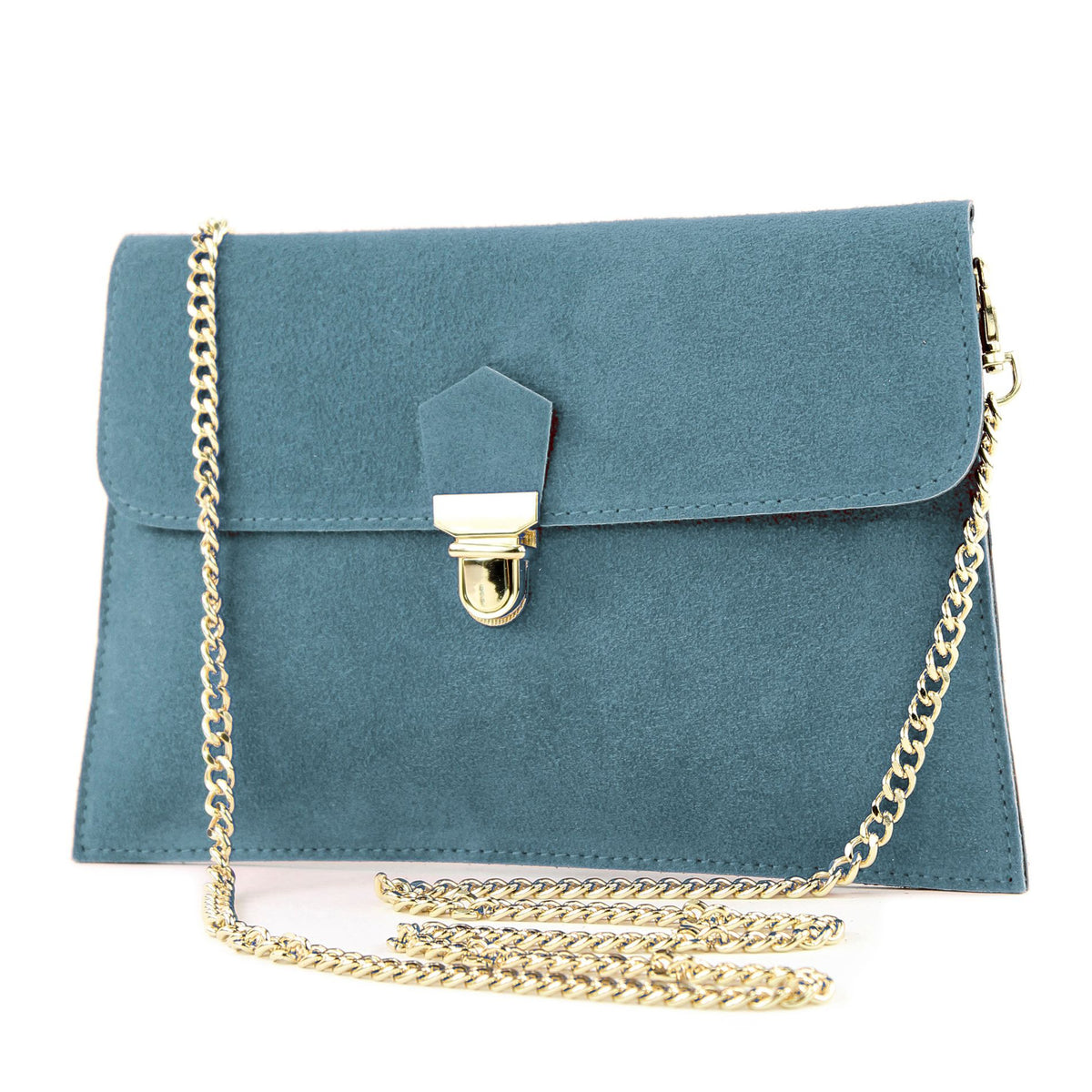modamoda de - T206 - ital. Clutch aus Wildleder mit Goldkette