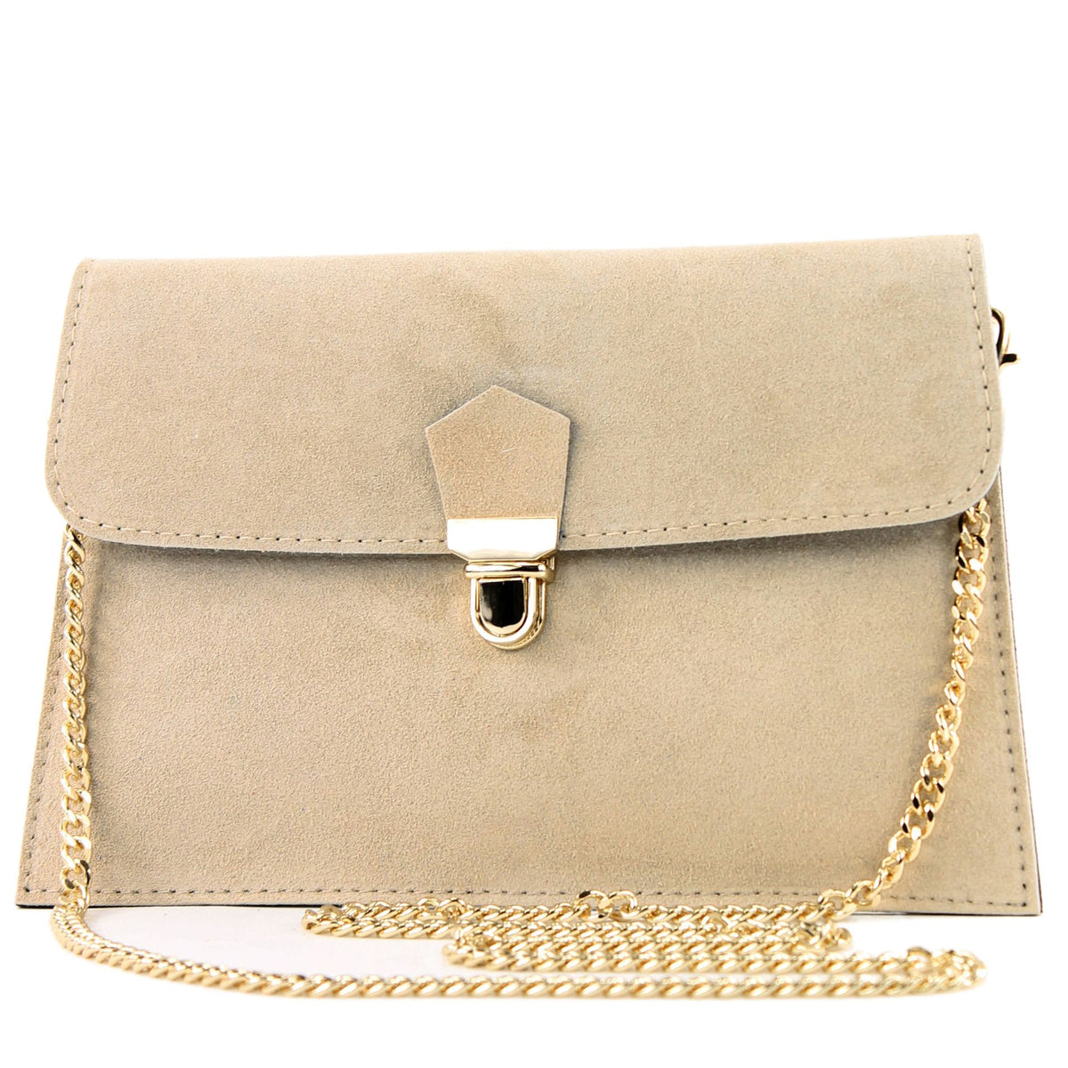 modamoda de - T206 - ital. Clutch aus Wildleder mit Goldkette