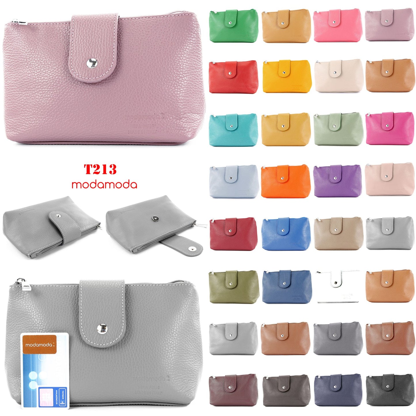 modamoda de T213 Damen Leder Kosmetiktasche Reiseetui Medium handmade in Italy