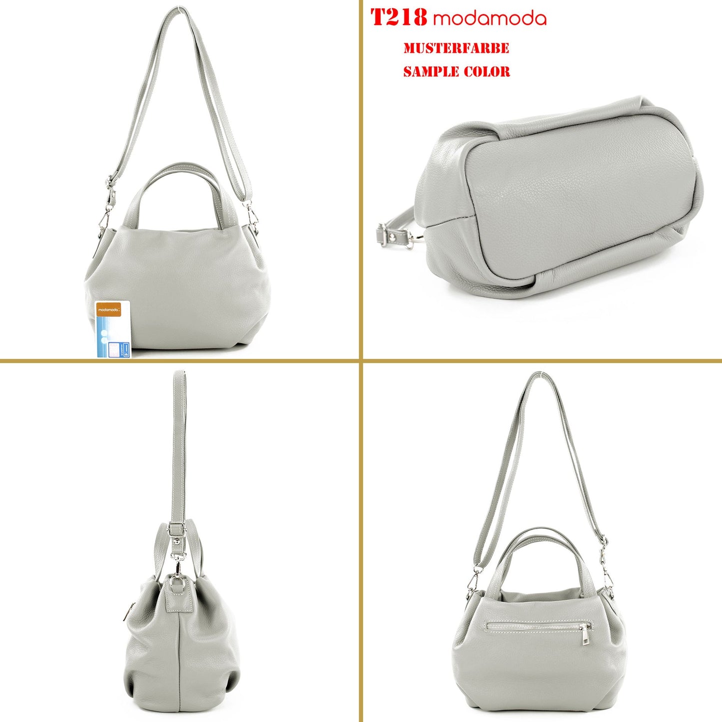 modamoda de T218 Damen Leder Henkeltasche Tragetasche Schultertasche handmade in Italy