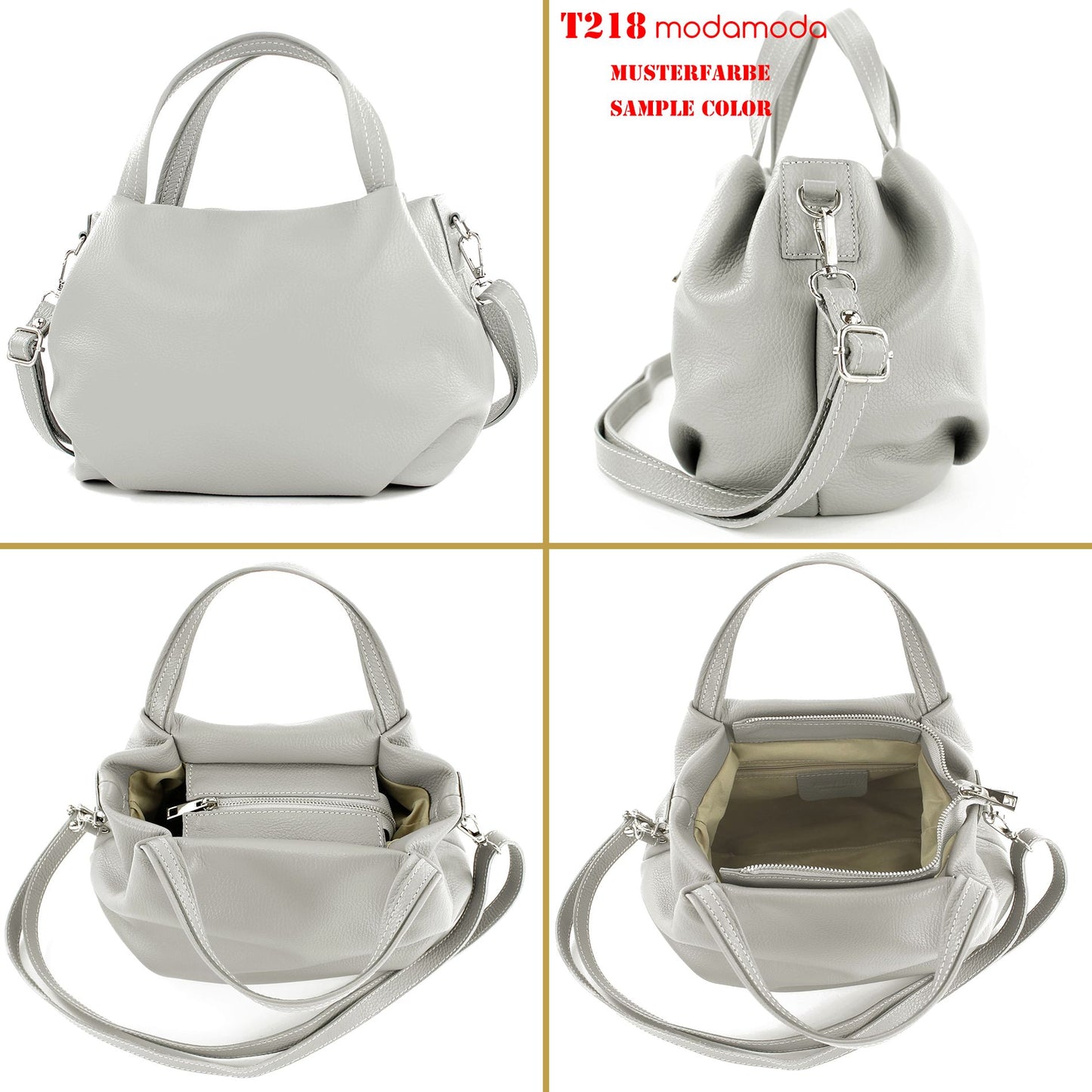 modamoda de T218 Damen Leder Henkeltasche Tragetasche Schultertasche handmade in Italy