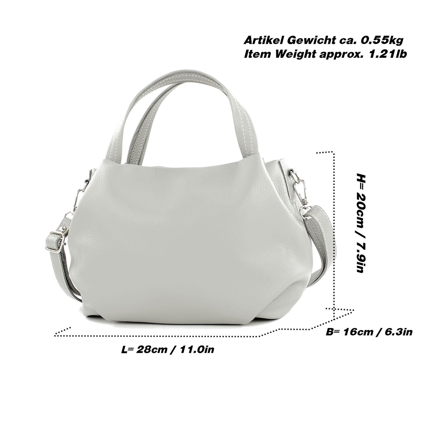 modamoda de T218 Damen Leder Henkeltasche Tragetasche Schultertasche handmade in Italy